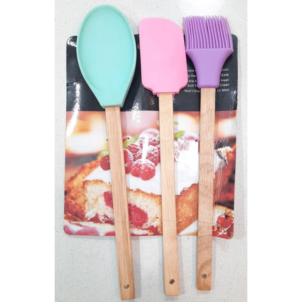 UTENSILLO SILICONA MANGO MADERA SET X 3 US 3-20-01