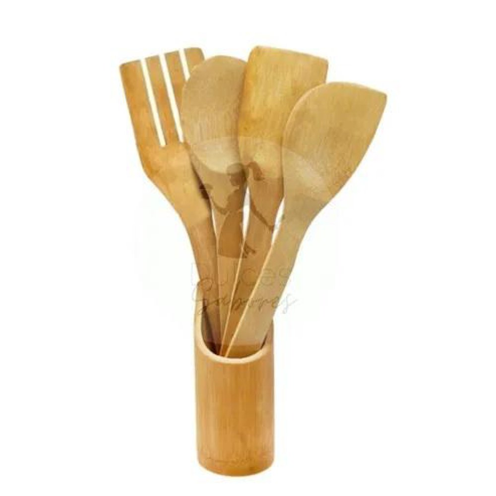 UTENSILLOS BAMBU C/BASE SET X 4 UB-22