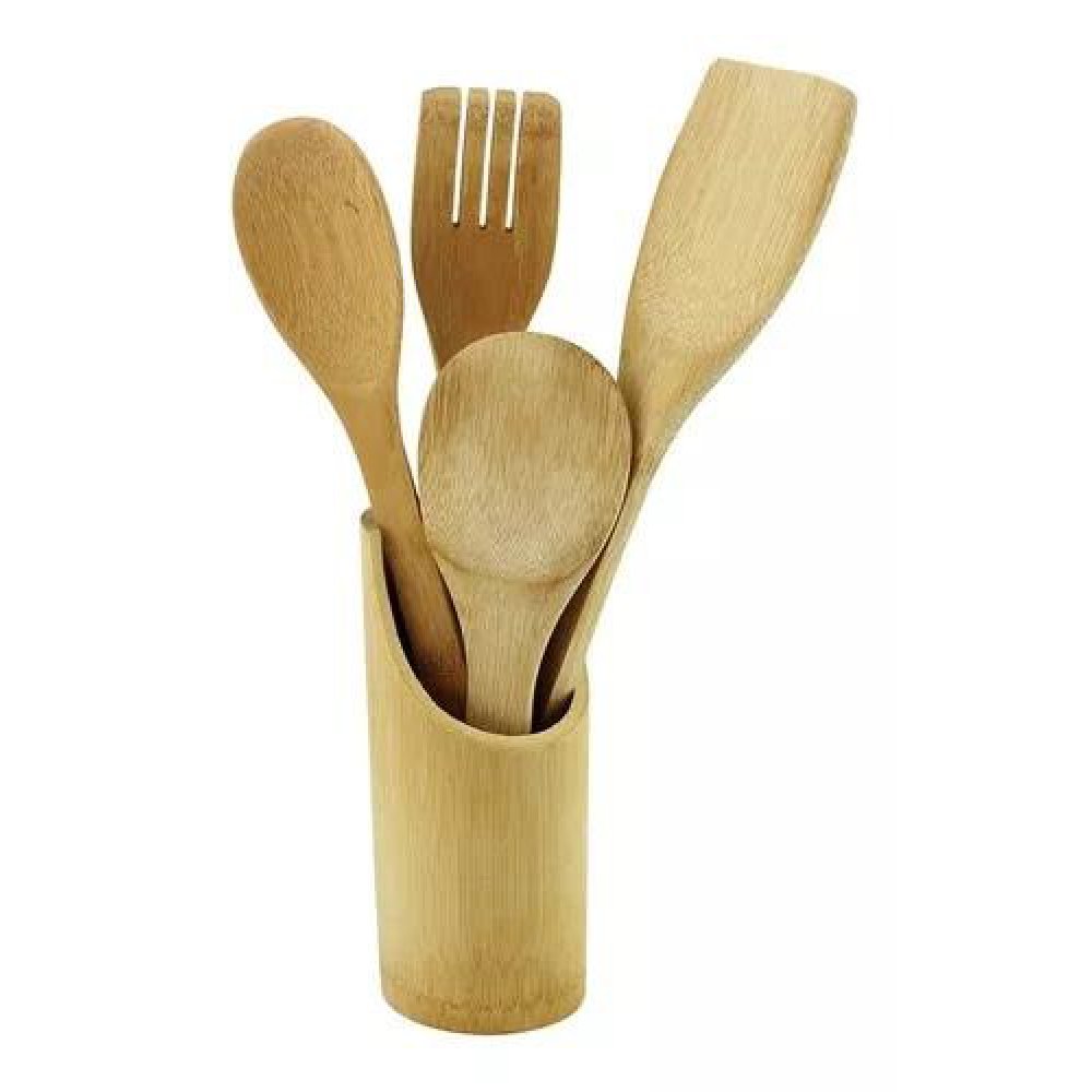 UTENSILLOS BAMBOO SET X 4 C/ BASE SPA704