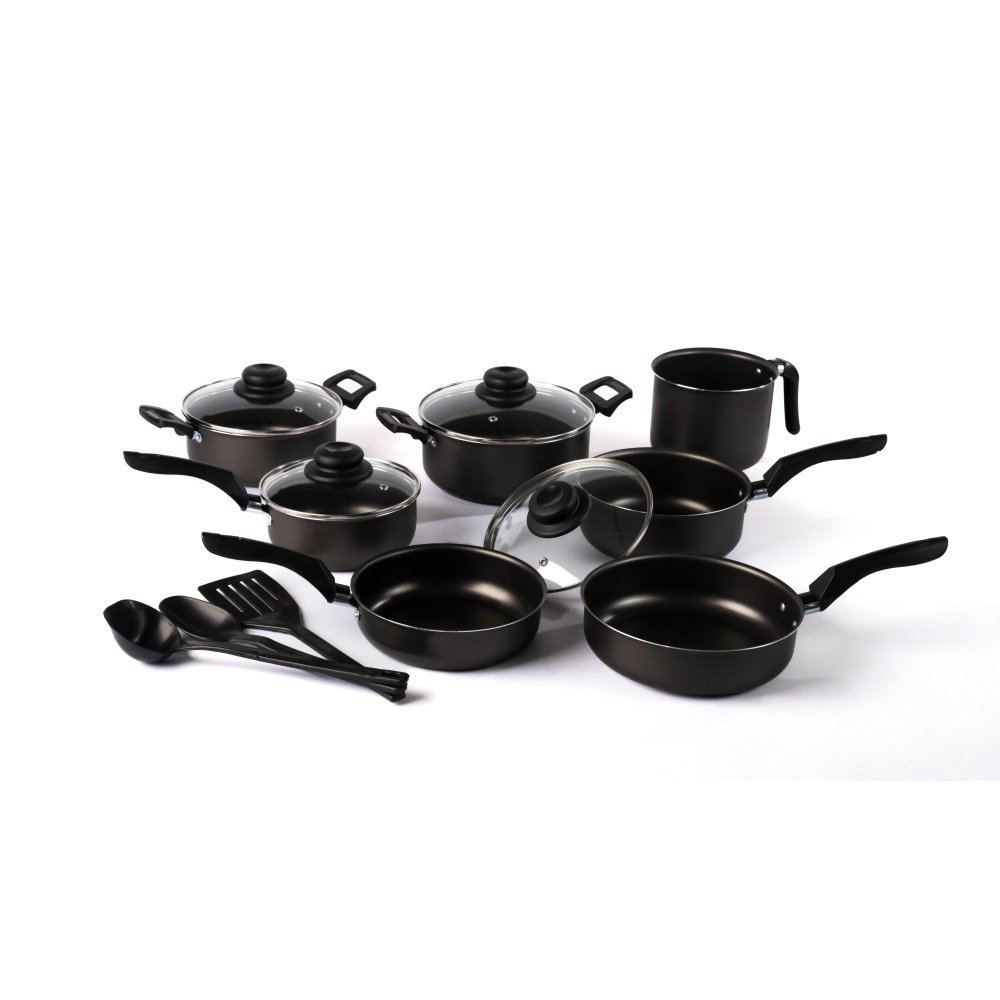 BATERIA DE COCINA 14 PCS. TRADIZIONALE NEGRO/NEGRO